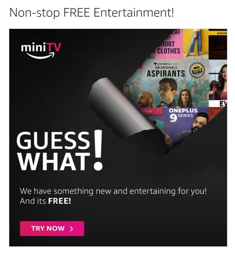 Amazon India launches miniTV a Free Video Streaming Platform