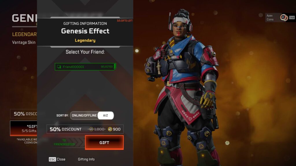 How to gift in Apex Legends Step 2